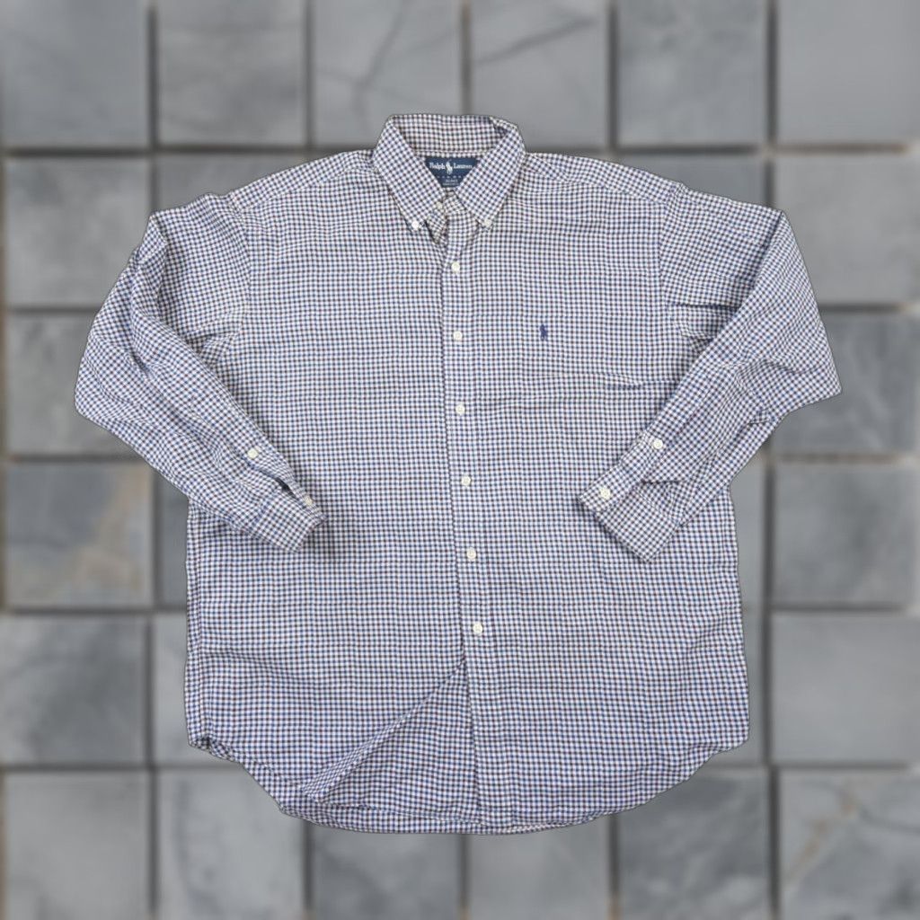 Ralph Lauren VINTAGE Ralph Lauren Men's Button-Down Shirt Large Check Oxford Casual Formal Fall Spring Summer Winter Size US L / EU 52-54 / 3 - 1 Thumbnail