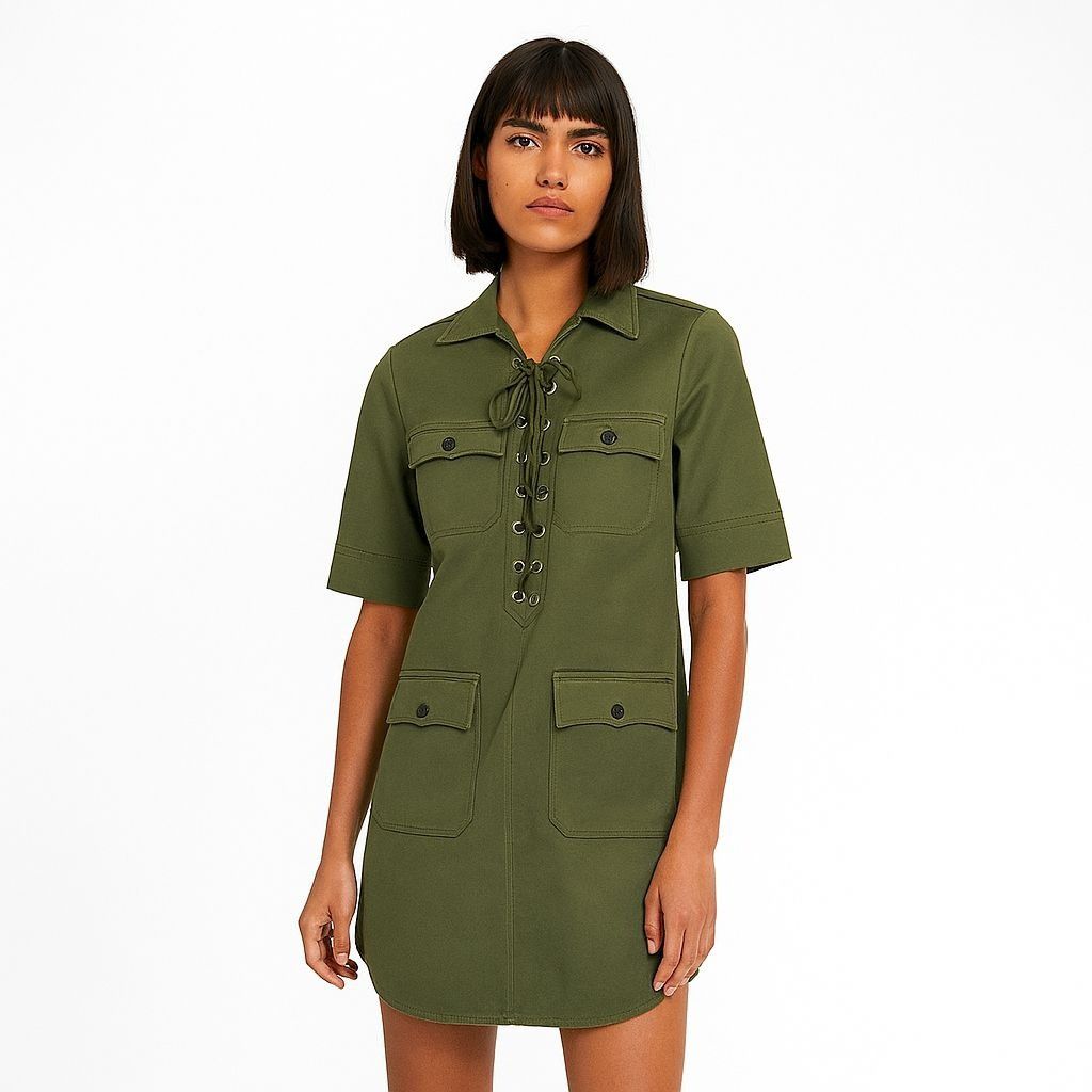 Zadig & Voltaire Zadig & Voltaire Record Brodé Tigre Shirt Dress in khaki/arm Size XS / US 0-2 / IT 36-38 - 3 Thumbnail