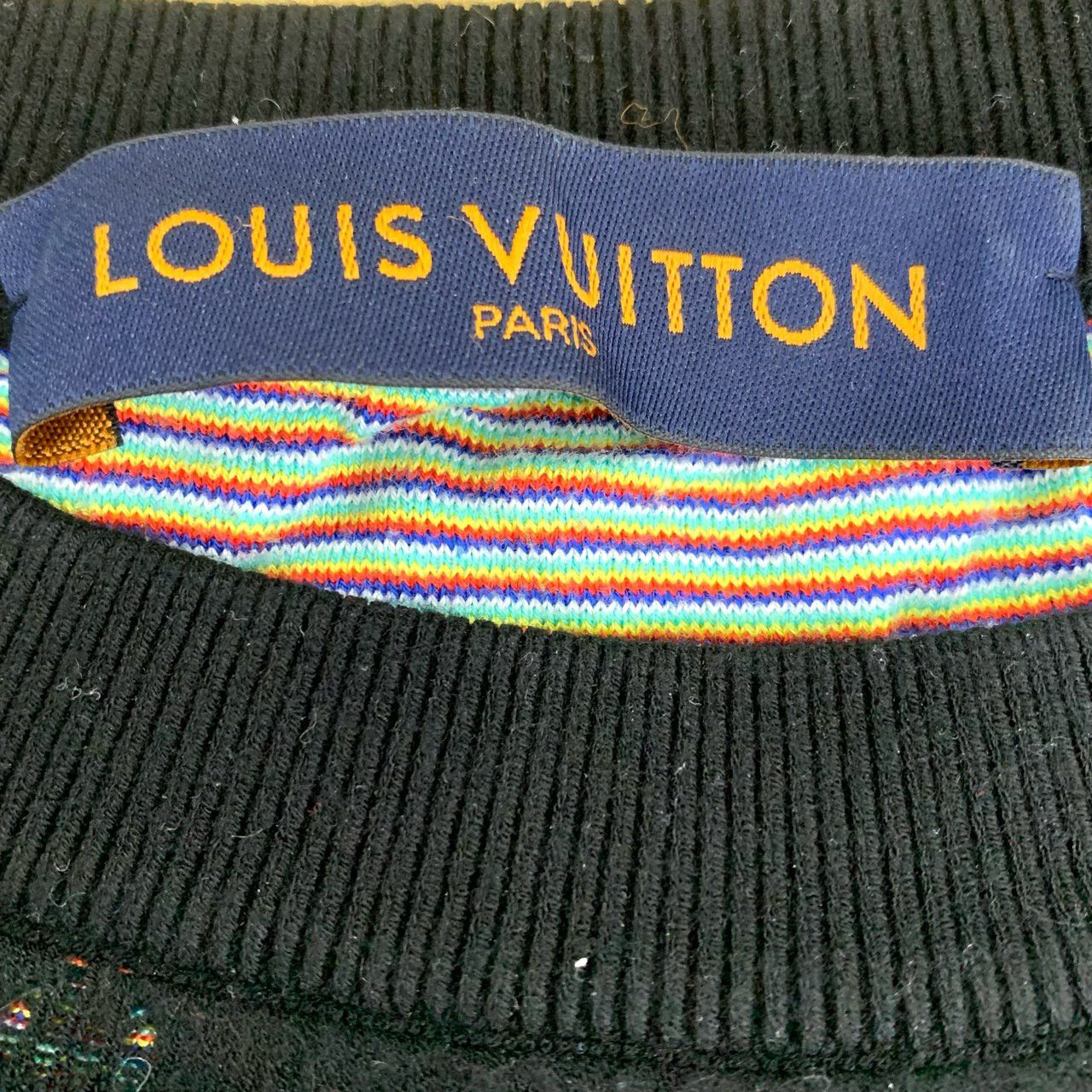 Louis Vuitton Louis Vuitton Black Logo Openwork Knit Sweater (Size M) Size US M / EU 48-50 / 2 - 2 Thumbnail