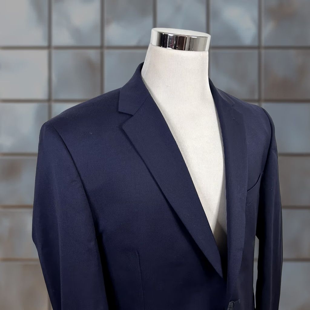 Pronto Uomo Pronto Uomo Sport Coat 46R Dark Blue Wool Two Button Double Vented Mens Size US XS / EU 42 / 0 - 1 Thumbnail