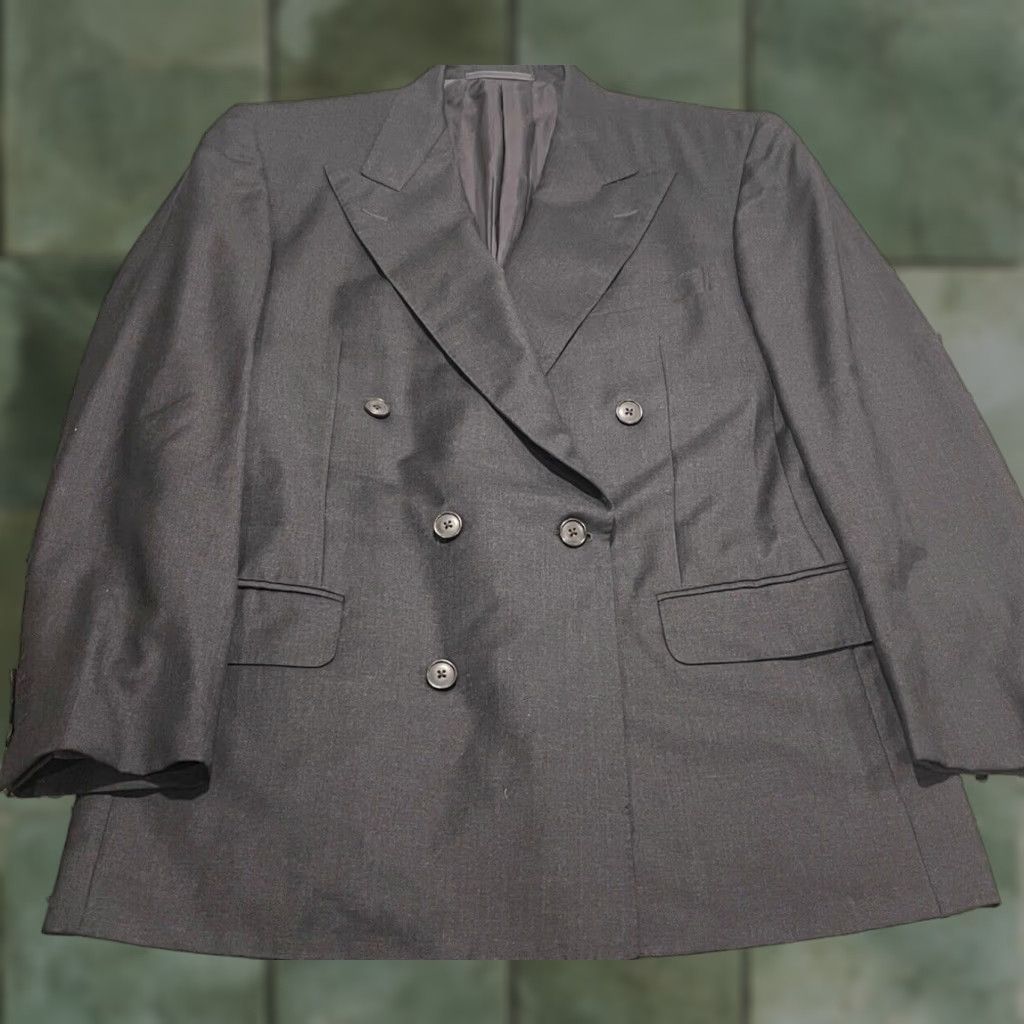VINTAGE Ermenegildo Zegna Wool Double-Breasted Blazer Men Adult 50 Gray Formal