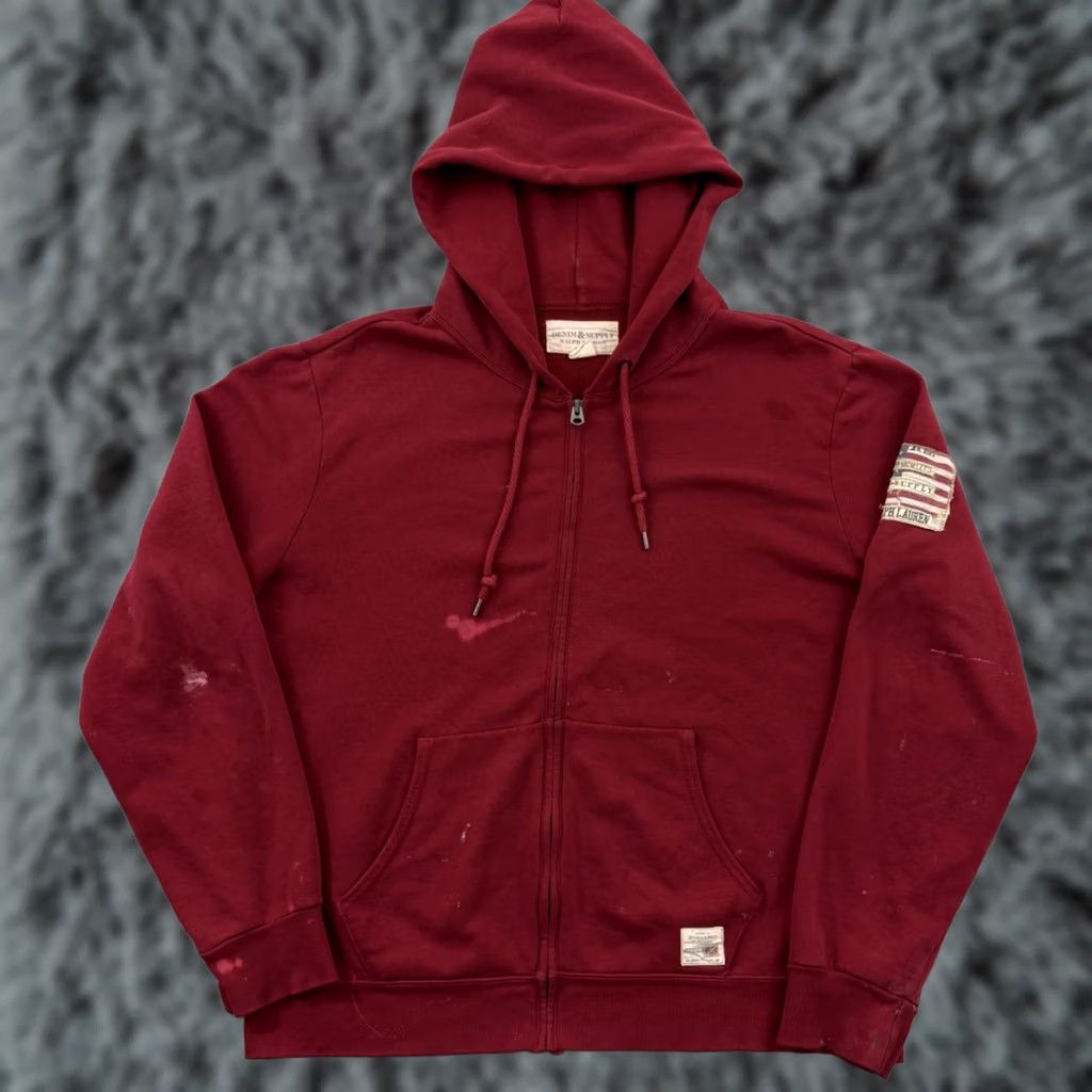 Vintage VINTAGE Denim & Supply Ralph Lauren Sweatshirt Mens XL Red Full Zip Hoodie Patch Outdoor Size US XL / EU 56 / 4 - 1 Thumbnail