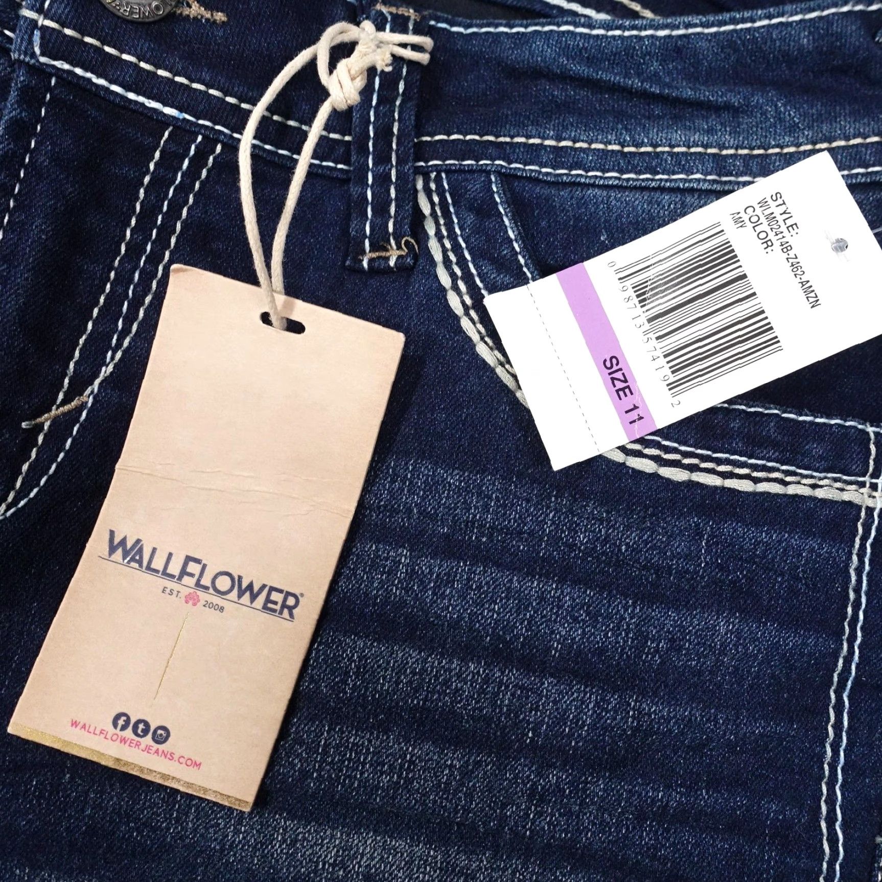 Vintage WallFlower Jeans Womens Size 11 Blue Flared Dark Wash 32x33.5 Denim Size 32" / US 10 / IT 46 - 3 Thumbnail