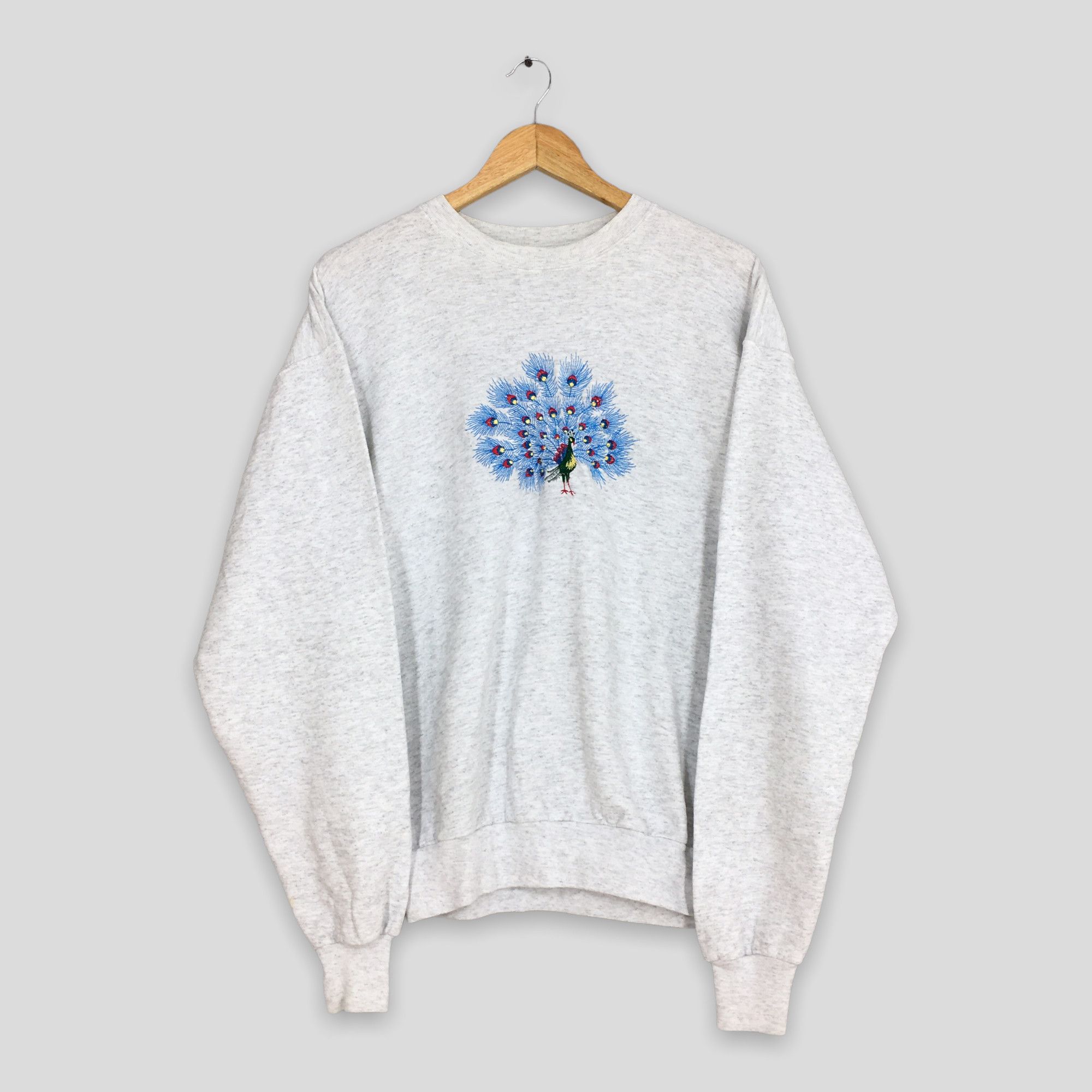 Vintage Vintage 90s Peacocks Bird Art Gray Sweatshirt Medium Size US M / EU 48-50 / 2 - 1 Thumbnail