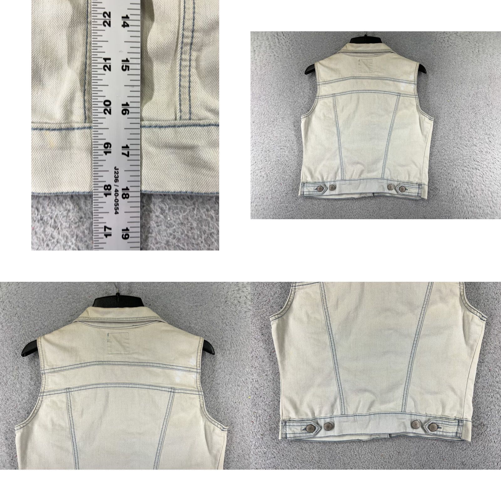 Vintage WAX JEAN Vest Womens Small White Denim Jean Cotton Blend Button Up Pockets Size 28" / US 6 / IT 42 - 9 Thumbnail