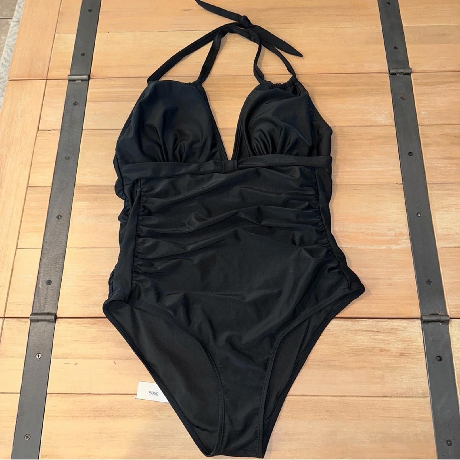 Other XL EUC Black Halter One Piece Swimsuit Control Slimming Size ONE SIZE - 2 Thumbnail