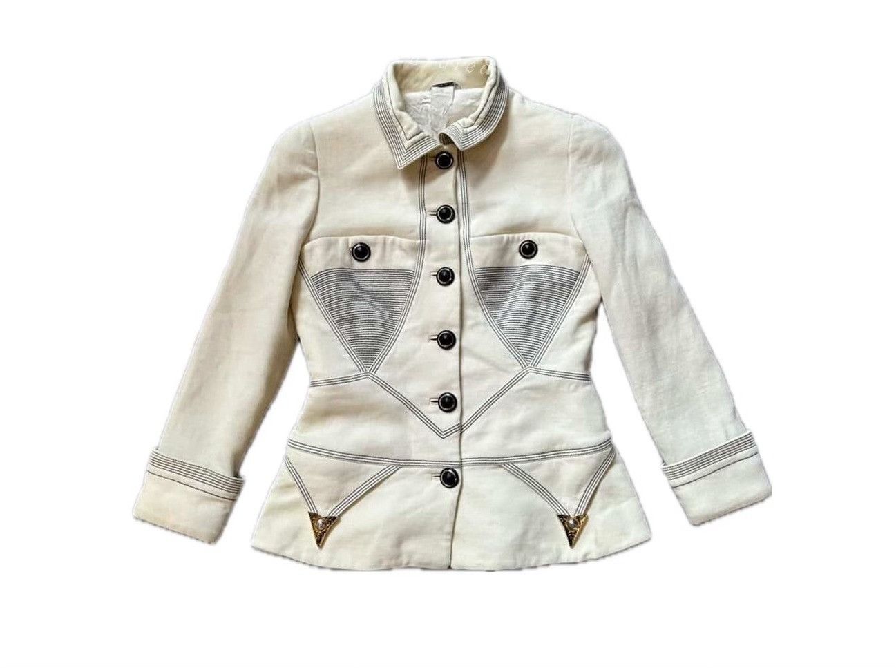 Versace Vintage Versace FW92 Cream Tailored Coat Size M / US 6-8 / IT 42-44 - 1 Thumbnail