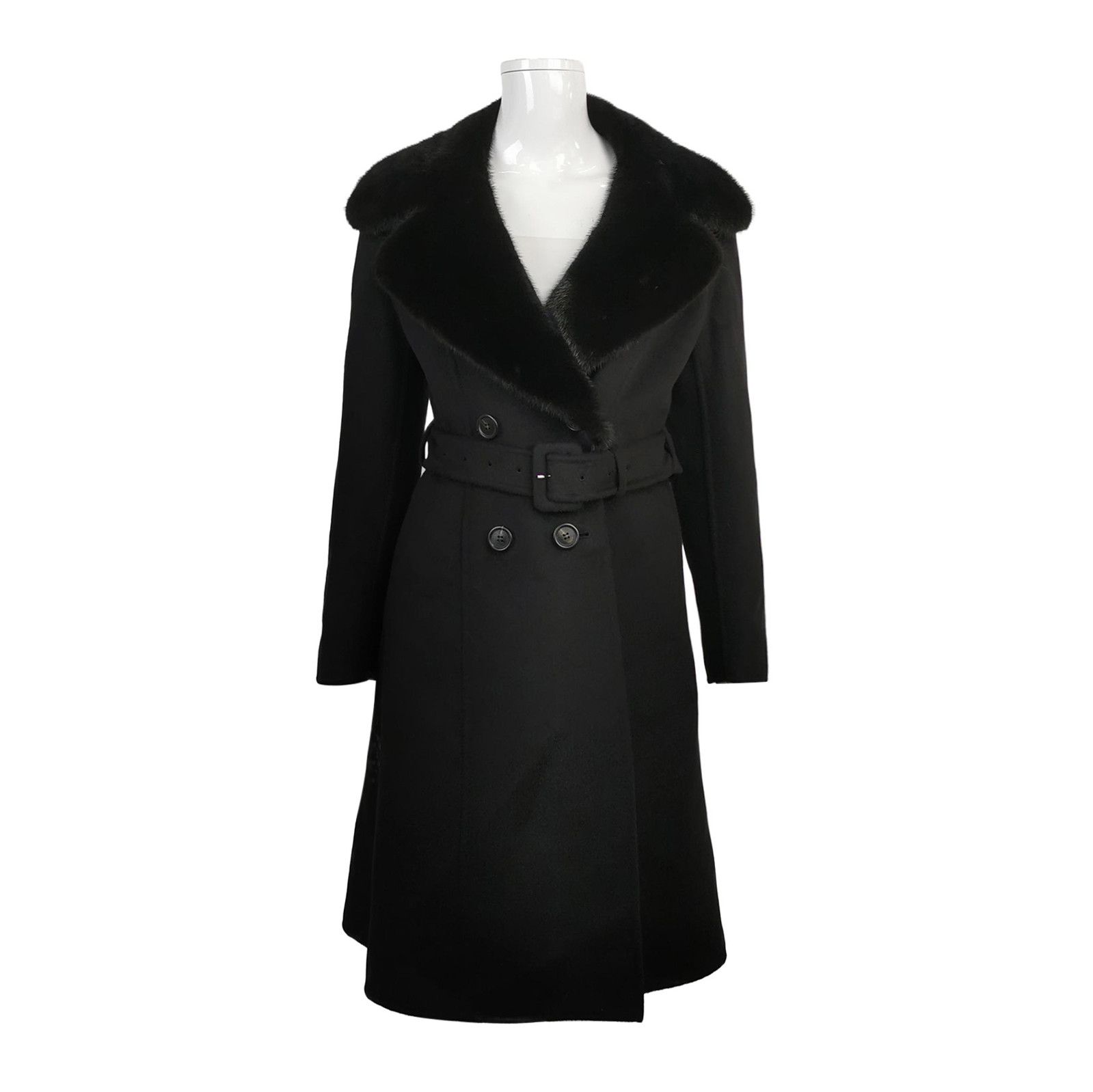 Prada Prada Black Wool Blend Overcoat with Belt 0079 Size US S / EU 44-46 / 1 - 1 Thumbnail