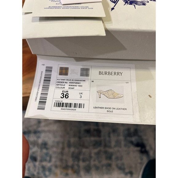 Burberry Alf Baby Mule Quilted Leather Heels Soap Ivory
