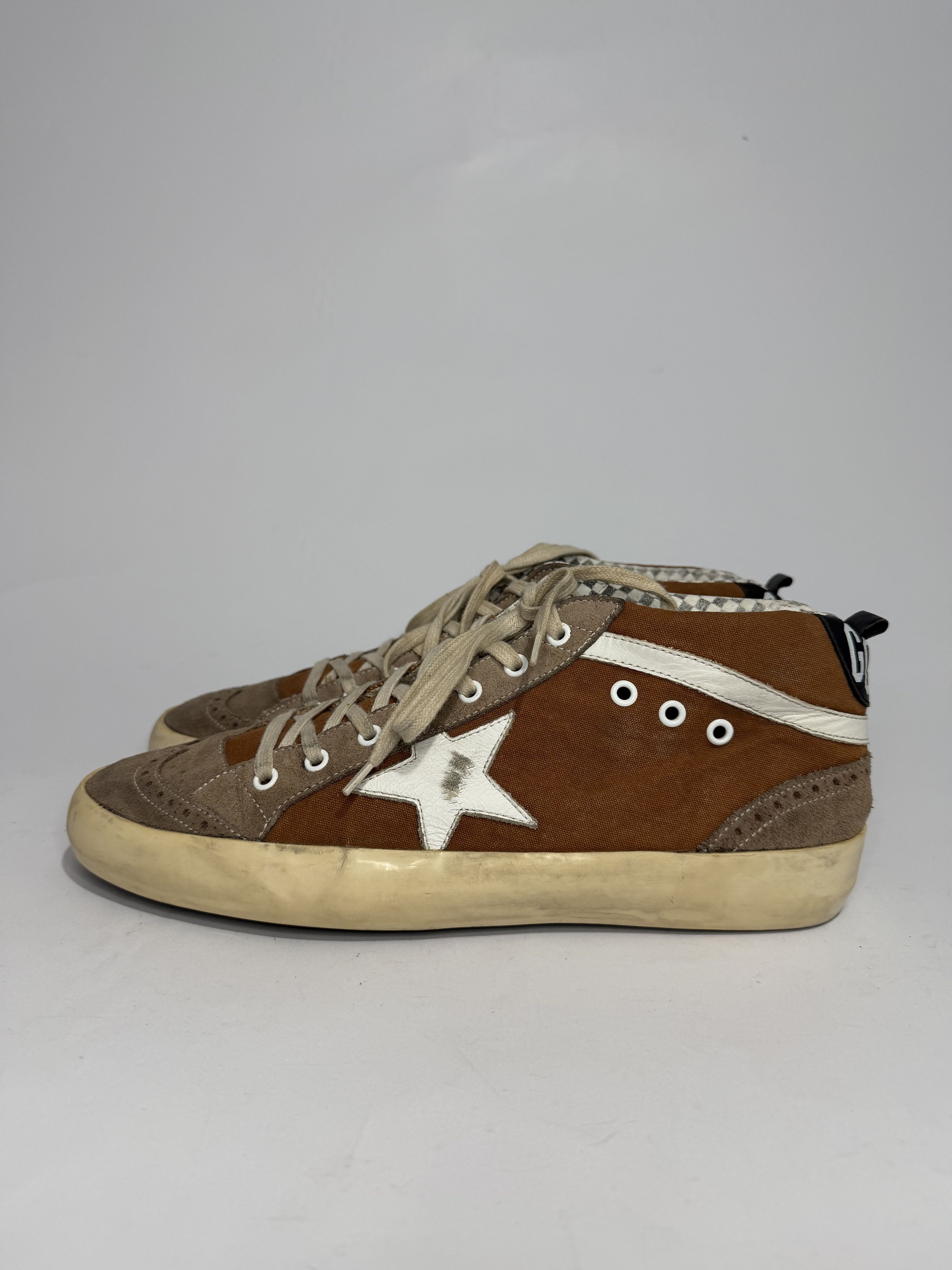 Golden Goose Golden Goose Mid Star Sneakers Brown Canvas Suede Size US 12 / EU 45 - 1 Thumbnail