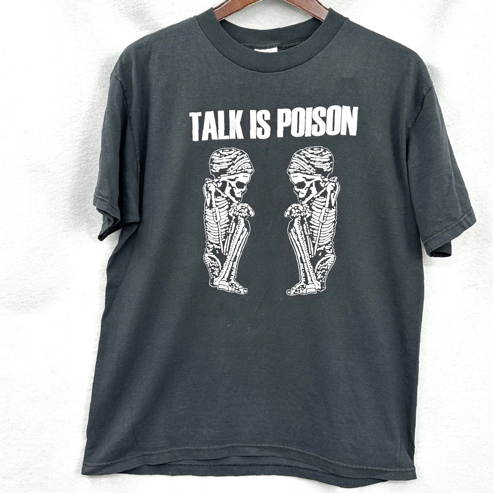 Fruit Of The Loom VINTAGE Talk Is Poison Shirt Mens L 90s Capitalist Casualties Punk Fruit of the Loom Black Cotton Jersey Crew Neck Short Sleeve T-Shirt Size US L / EU 52-54 / 3 - 2 Thumbnail