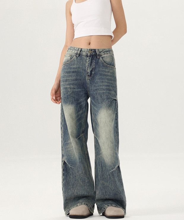 Vintage American straight distressed men's retro loose baggy jeans Size US 32 / EU 48 - 2 Thumbnail