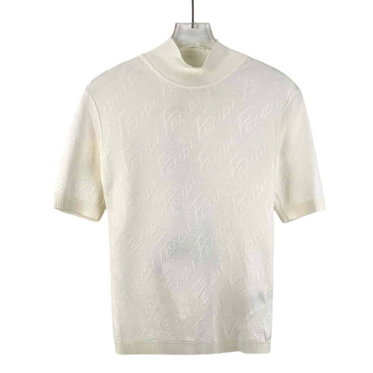 Fendi Fendi All-over Logo Print Short Sleeve Knit Top K26WX Size S / US 4 / IT 40 - 1 Thumbnail