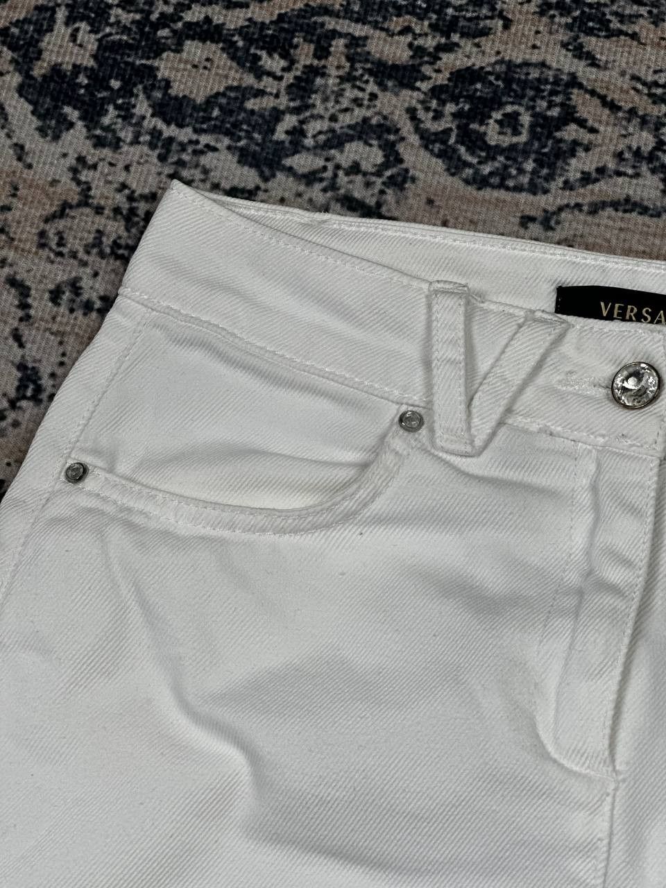 Versace Versace Summer White Denim Y2K Mini Skirt Size 25" / US 0 / IT 36 - 6 Thumbnail