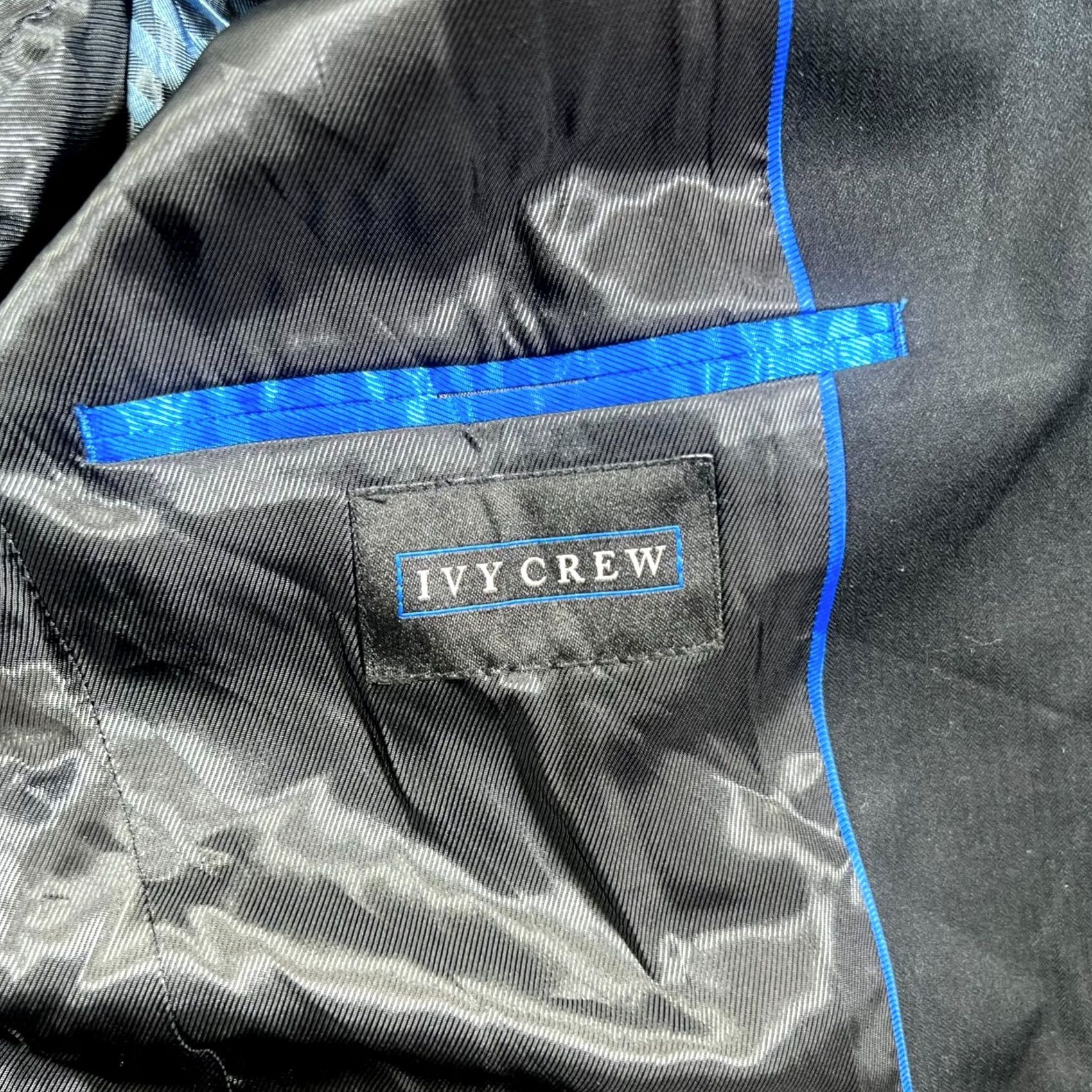 Vintage Ivy Crew Blazer Mens 40R Black Notch Lapel Single Breasted Jacket Formal Blazer Size 40R - 7 Thumbnail