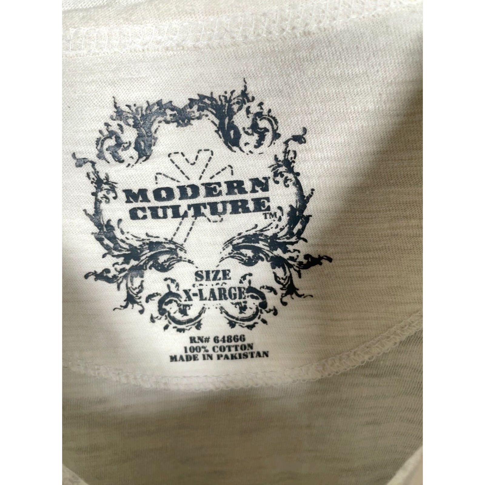 Off-White VINTAGE Modern Couture T-Shirt Henley Tribal Motif Adult XL Ivory Cotton 2000s Grunge Hip Hop Retro Skull Men Size US XL / EU 56 / 4 - 4 Thumbnail