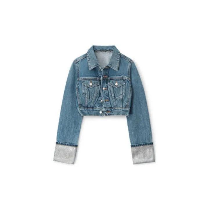 Alexander Wang Alexander Wang Cropped Long Sleeve Denim Jacket - Size XS / US 0-2 / IT 36-38 - 2 Thumbnail