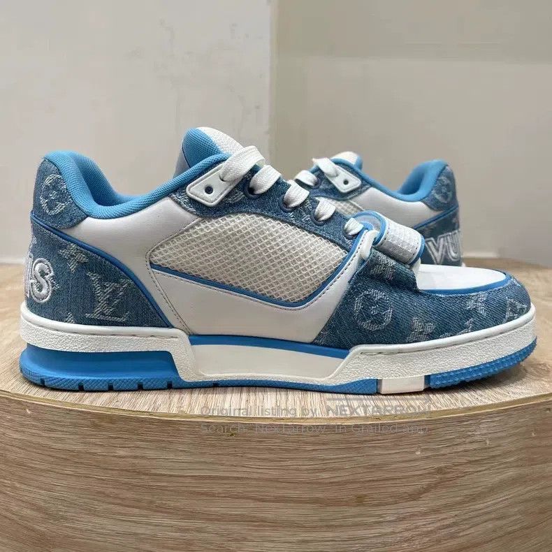 Louis Vuitton Louis Vuitton Blue and White Velcro Shoes Size US 7 / EU 40 - 4 Thumbnail