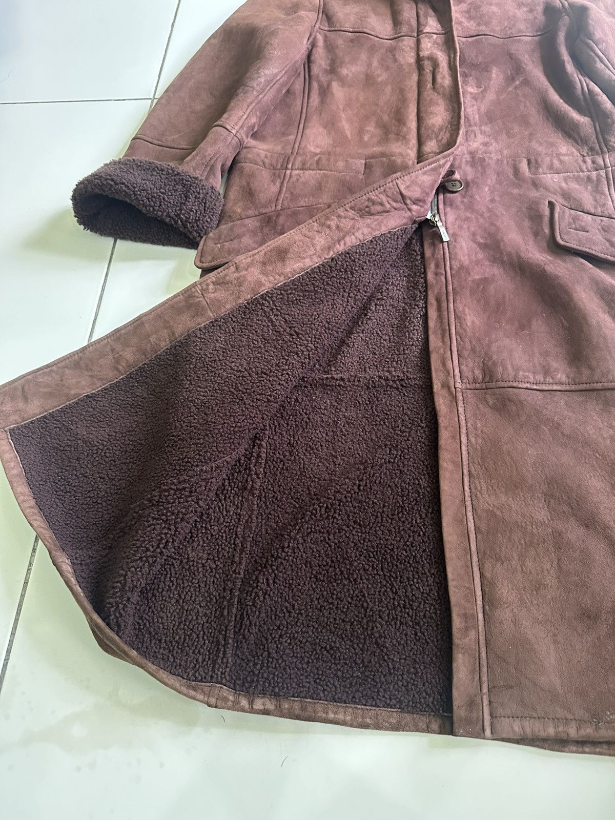 Loewe ❤️VINTAGE❤️ LOEWE LEATHER SHEARSLING LONG JACKETS Size S / US 4 / IT 40 - 4 Thumbnail