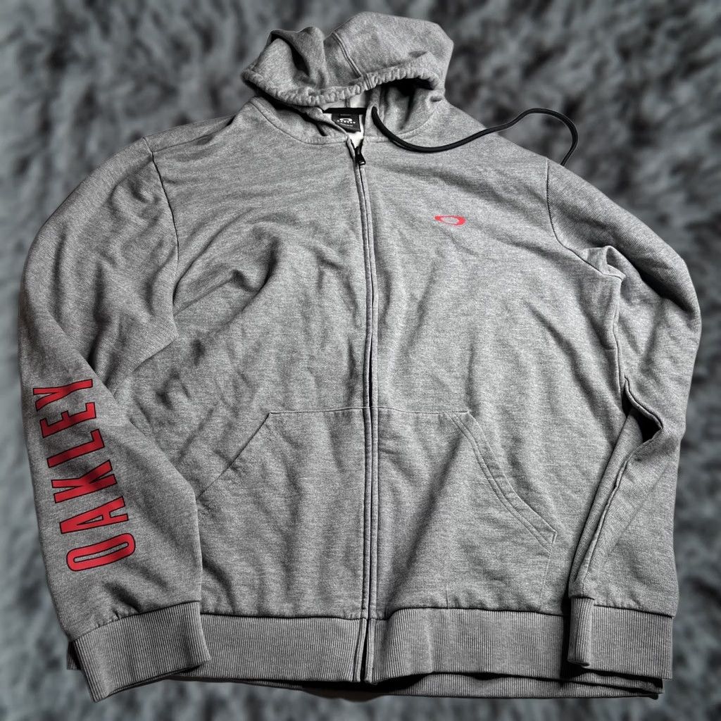 Oakley Oakley Hoodie Mens 2XL Gray Fleece Full Zip Logo Sleeve Hooded Sweatshirt Casual Size US XXL / EU 58 / 5 - 1 Thumbnail