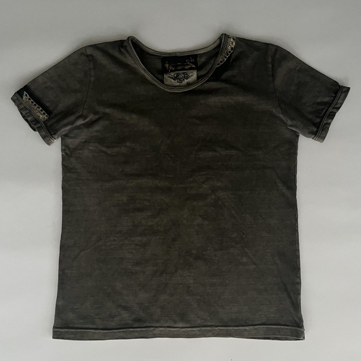 image of Yasuyuki Ishii Kyoji Maruyama 2005 Calf Leather Snakeskin Patchwork Tee in Grey, Men's (Size Medium