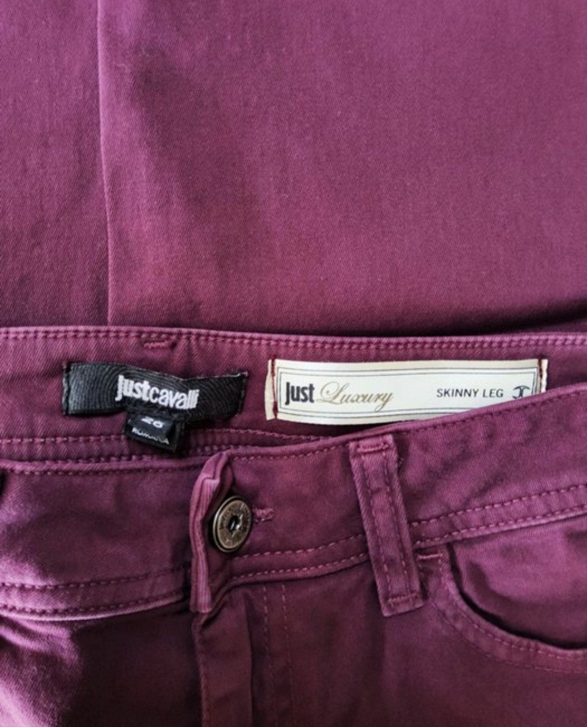 Just Cavalli Burgundy Skinny Jeans – New with Tags | Size 26 Size 26" / US 2 / IT 38 - 6 Thumbnail