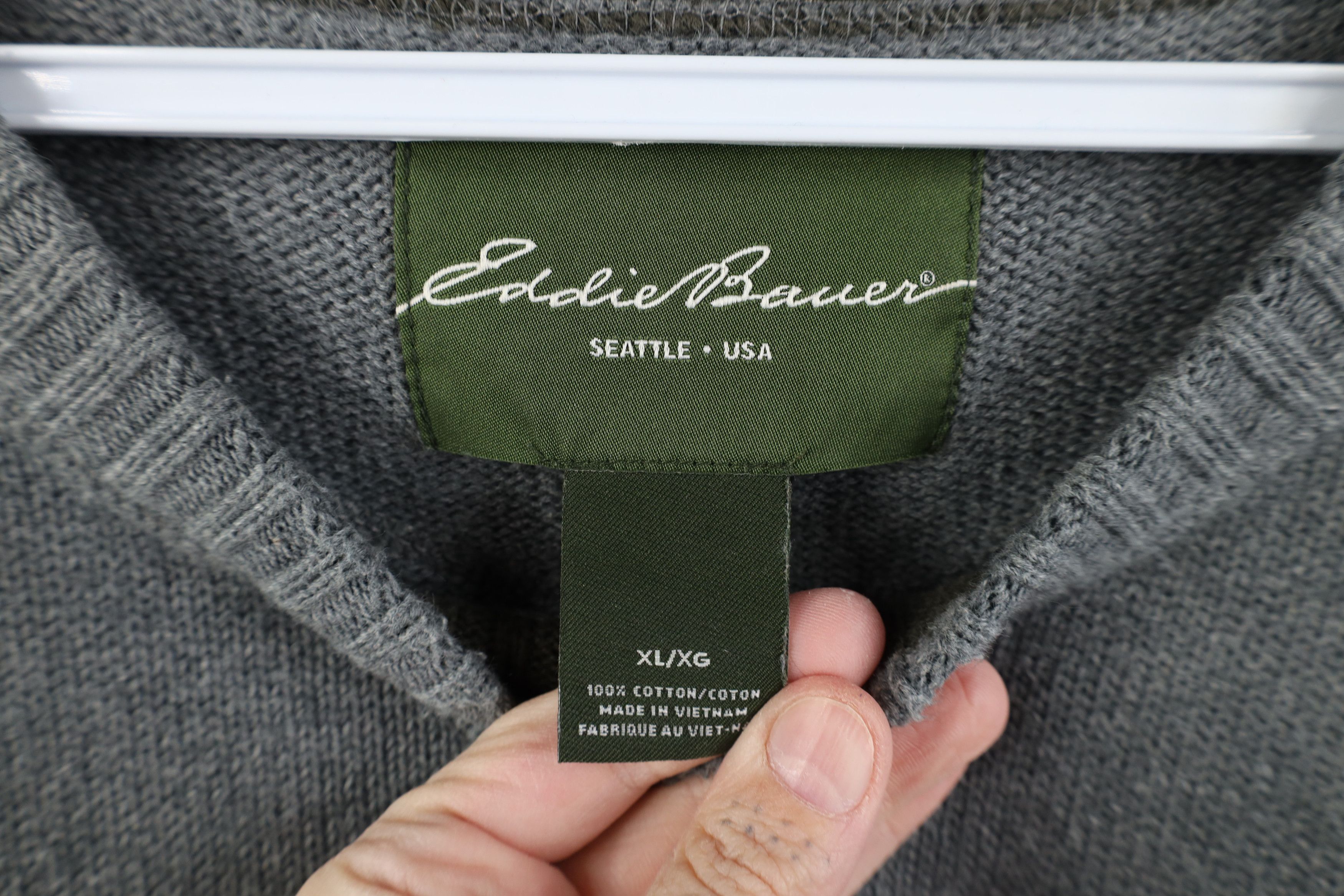 Eddie Bauer Vintage Eddie Bauer Cotton Ribbed Knit Crewneck Sweater Gray Size US XL / EU 56 / 4 - 5 Thumbnail