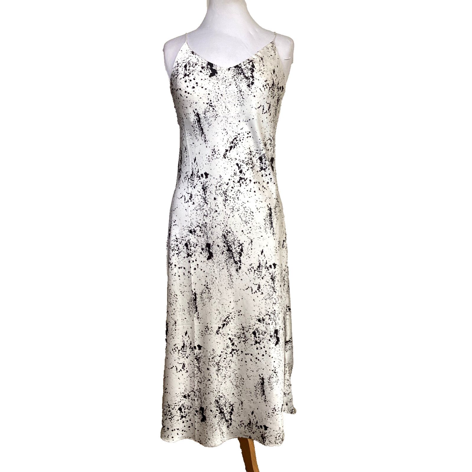 Theory THEORY WHITE & BLACK SPLATTER SILKY SLIP DRESS NIGHTIE SZ M Size M / US 6-8 / IT 42-44 - 1 Thumbnail