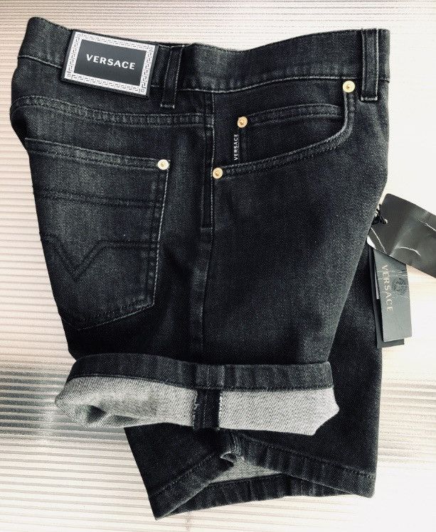 Versace Verscae 🇮🇹 Black Asphalt 5 Pkt Medusahead Denim Shorts 30 New Size US 30 / EU 46 - 5 Thumbnail