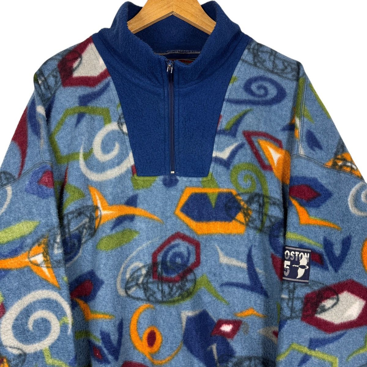 Japanese Brand 🔥 Boston Campany Printed Fleece Anorak HalfZipper Size US XL / EU 56 / 4 - 3 Thumbnail
