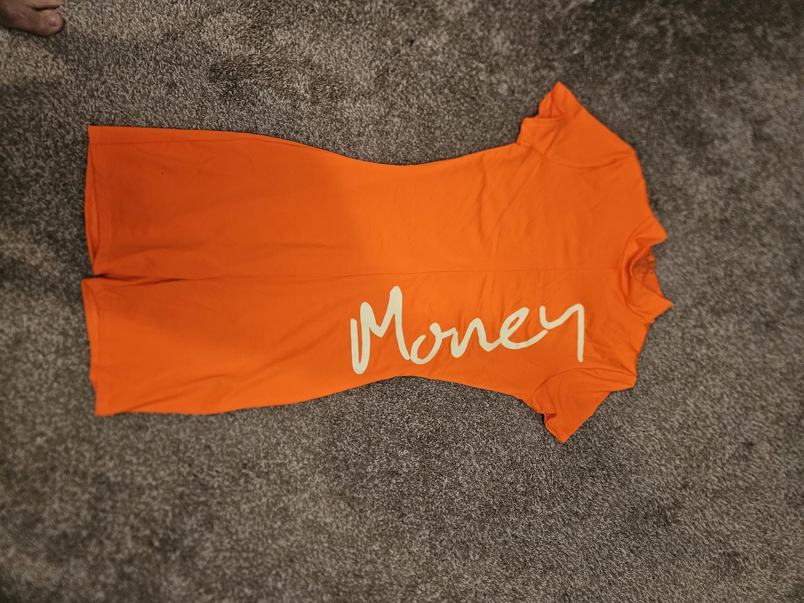 Fashion Nova Stylish Orange "Money" Graphic Bodysuit #110 Size ONE SIZE - 5 Thumbnail