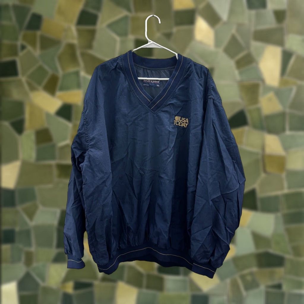 Vintage Swingster Windbreaker Jacket XL Blue USA Today Embroidered Long Sleeve V-Neck Adults Mens Regular Size XL Size US XL / EU 56 / 4 - 1 Thumbnail