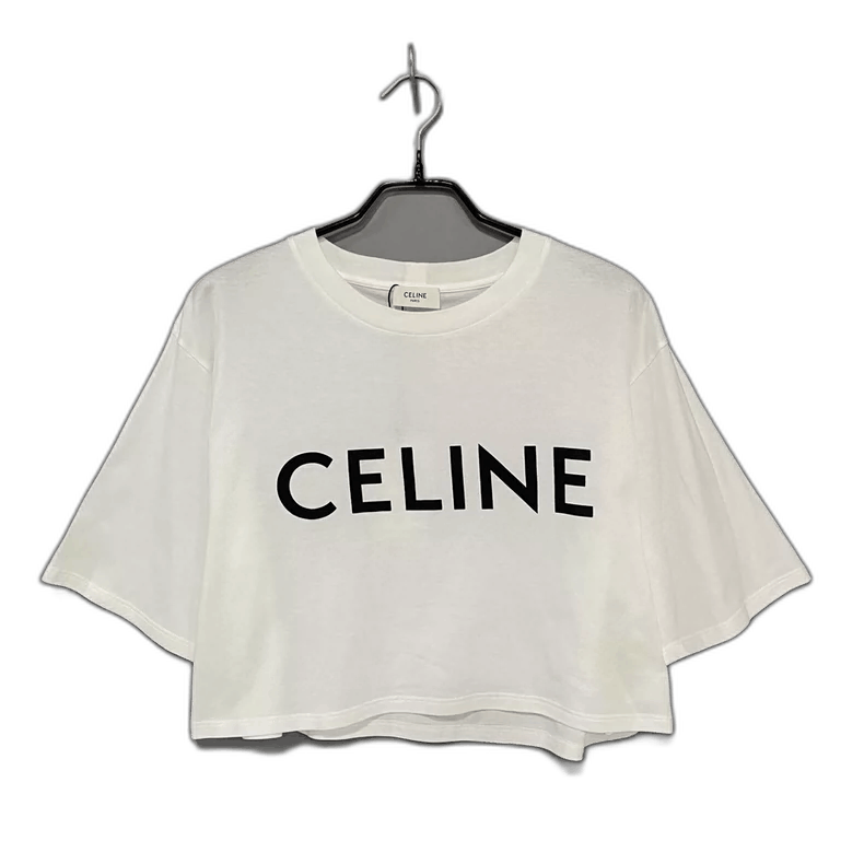 Celine Celine Logo Short Sleeve Crop Top Size S / US 4 / IT 40 - 1 Thumbnail