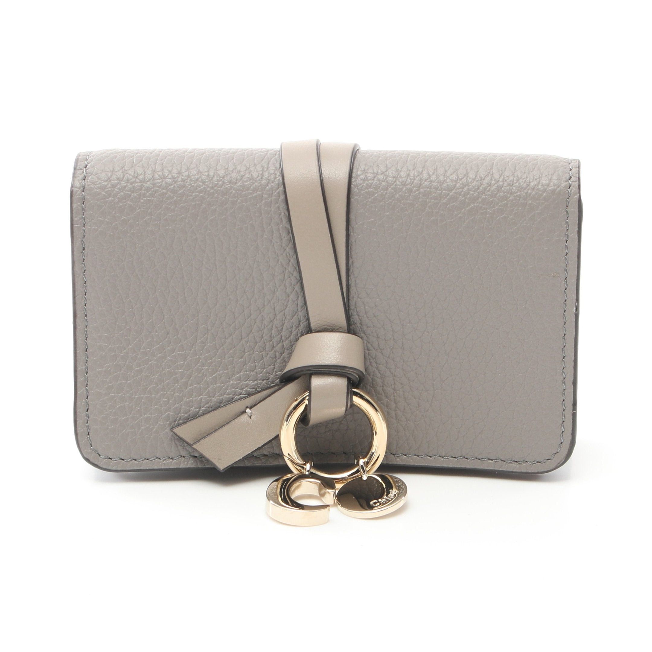 Chloe Chloe Alphabet Card Case Name Holder Leather Gray Size ONE SIZE - 1 Thumbnail