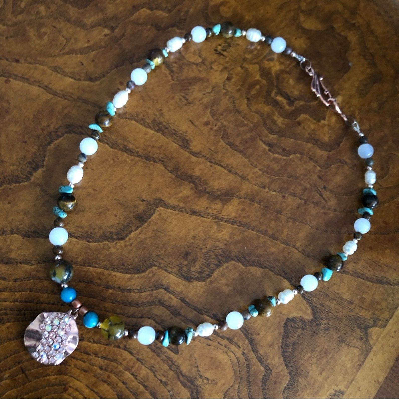 Handmade Handcrafted howlite jasper tiger eye pearl necklace Size ONE SIZE - 7 Thumbnail