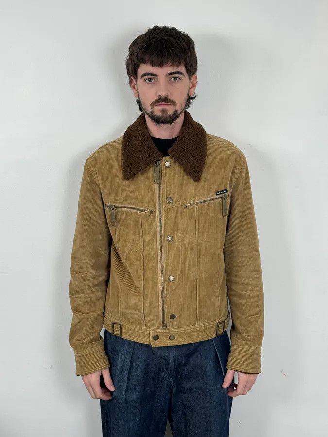 Dolce & Gabbana 2000s Dolce & Gabbana Beige Corduroy Brown Collar Jacket Size US M / EU 48-50 / 2 - 2 Thumbnail