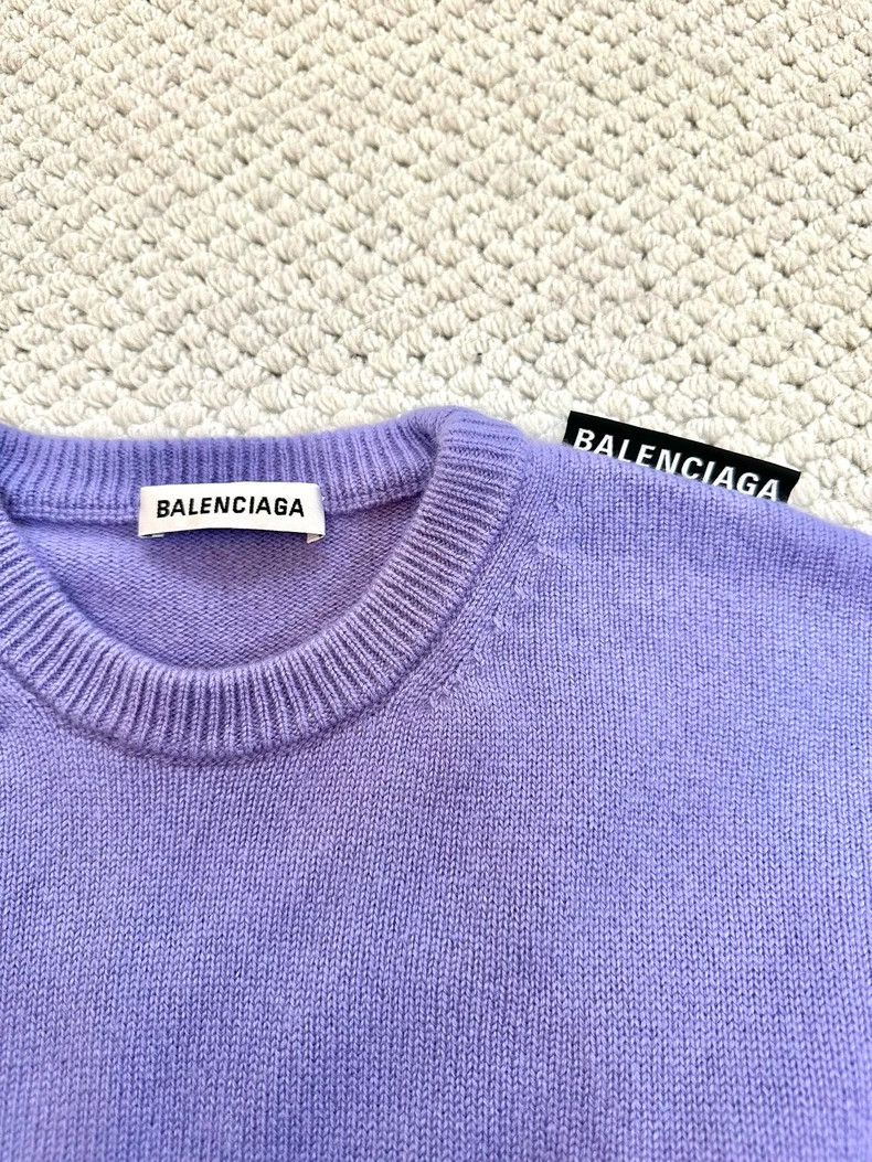 Balenciaga Balenciaga Purple shoulder logo tag cashmere sweater 2501-N Size US XS / EU 42 / 0 - 4 Thumbnail