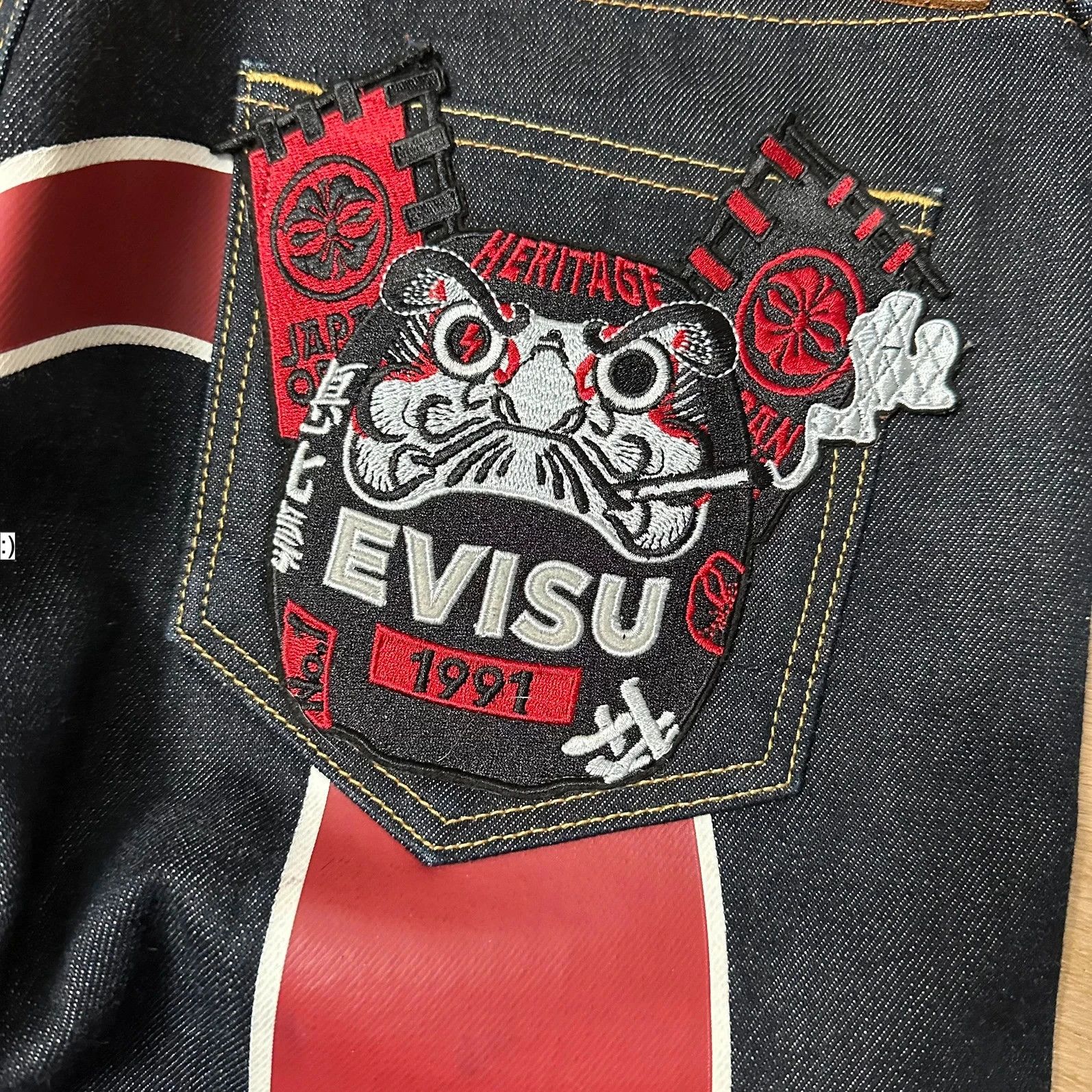 Evisu Jeans Baggy Evisu Daicock Embroidery Red Lot 2008 Size US 32 / EU 48 - 4 Thumbnail