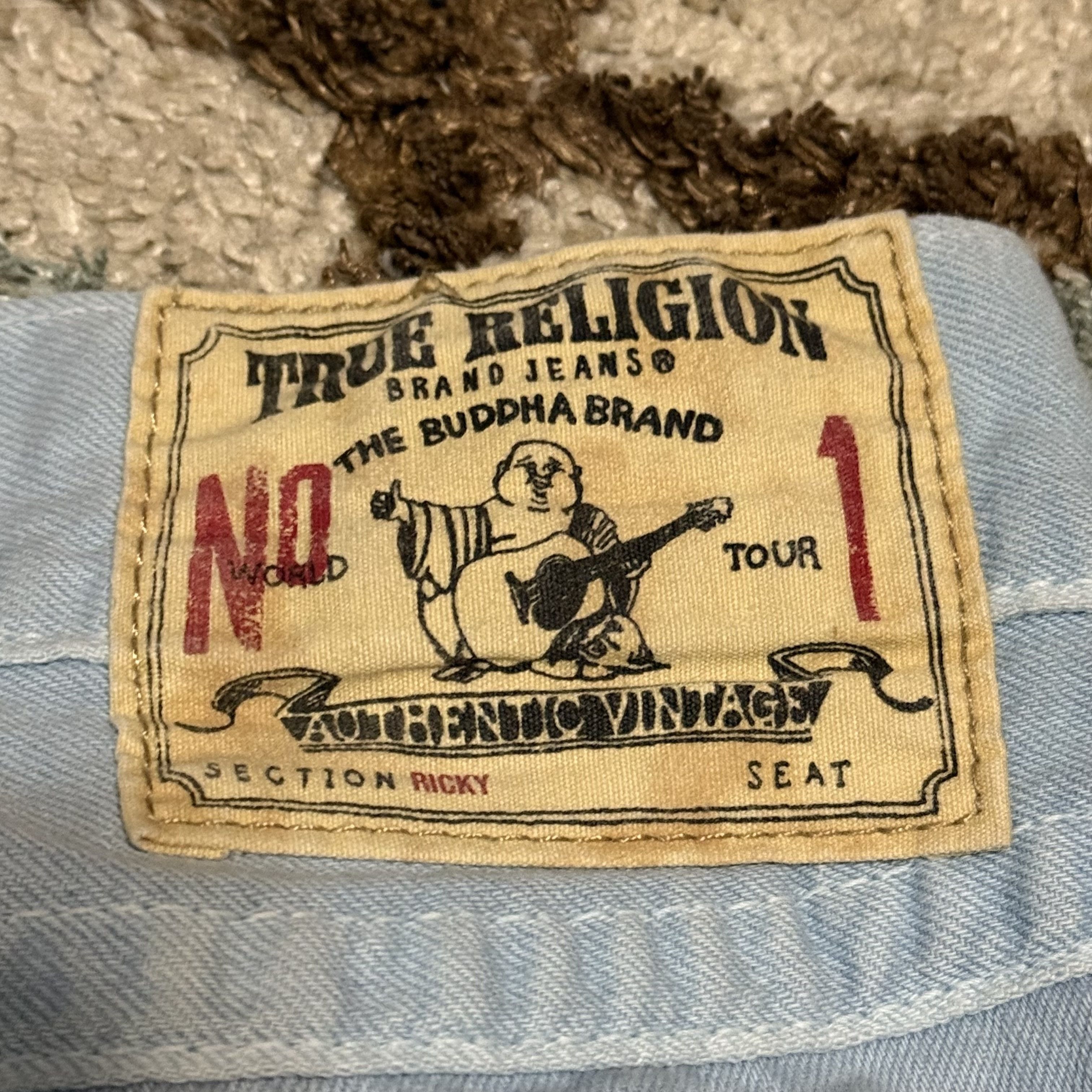 True Religion True Religion Ricky Relaxed Straight Jeans 42x32 Baby Blue Size US 42 / EU 58 - 5 Thumbnail