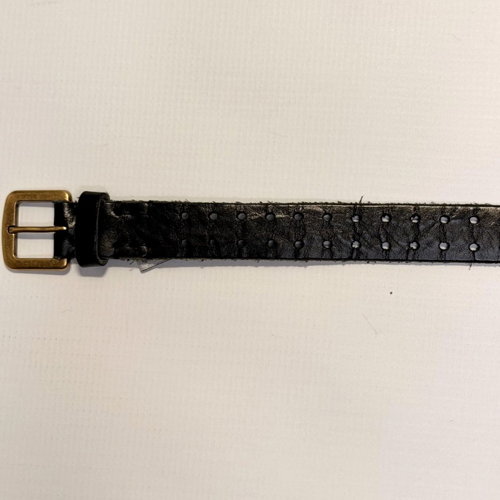 Dolce & Gabbana D&G Dolce & Gabbana Belt Mens 38 Black Leather Perforated Brass Buckle 95 cm Size 38 - 6 Thumbnail