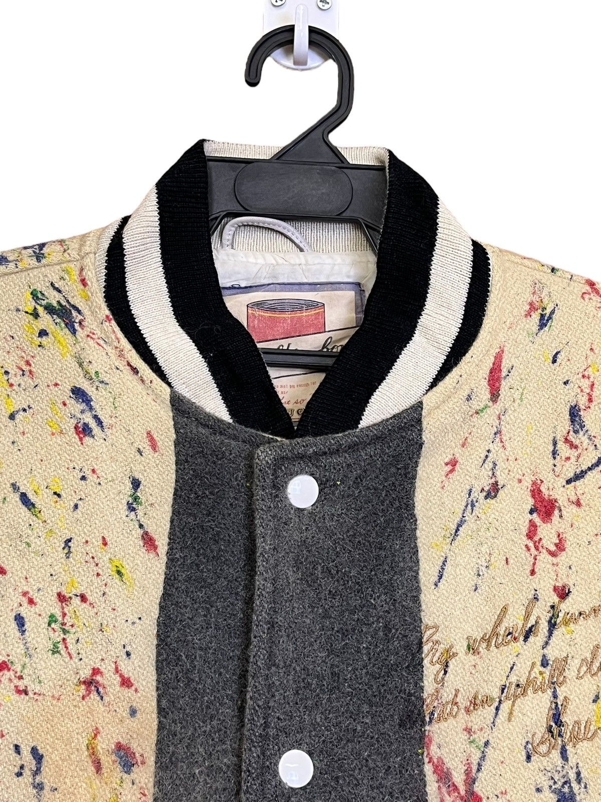 Japanese Brand SHOE SHINE BOY CUSTOM PAINT SPLASH VARSITY LEATHER SLEEVE Size US XL / EU 56 / 4 - 7 Thumbnail