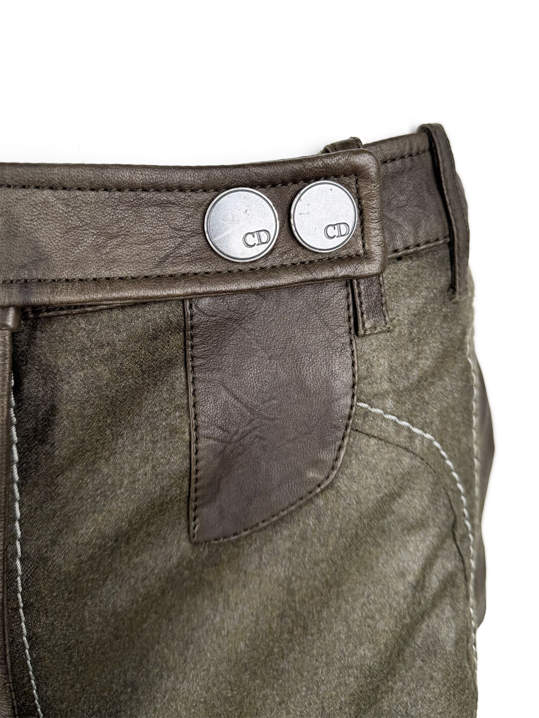 Dior Christian Dior 2006 Wool and Leather Asymmetric Mini Skirt Size 28" / US 6 / IT 42 - 5 Thumbnail