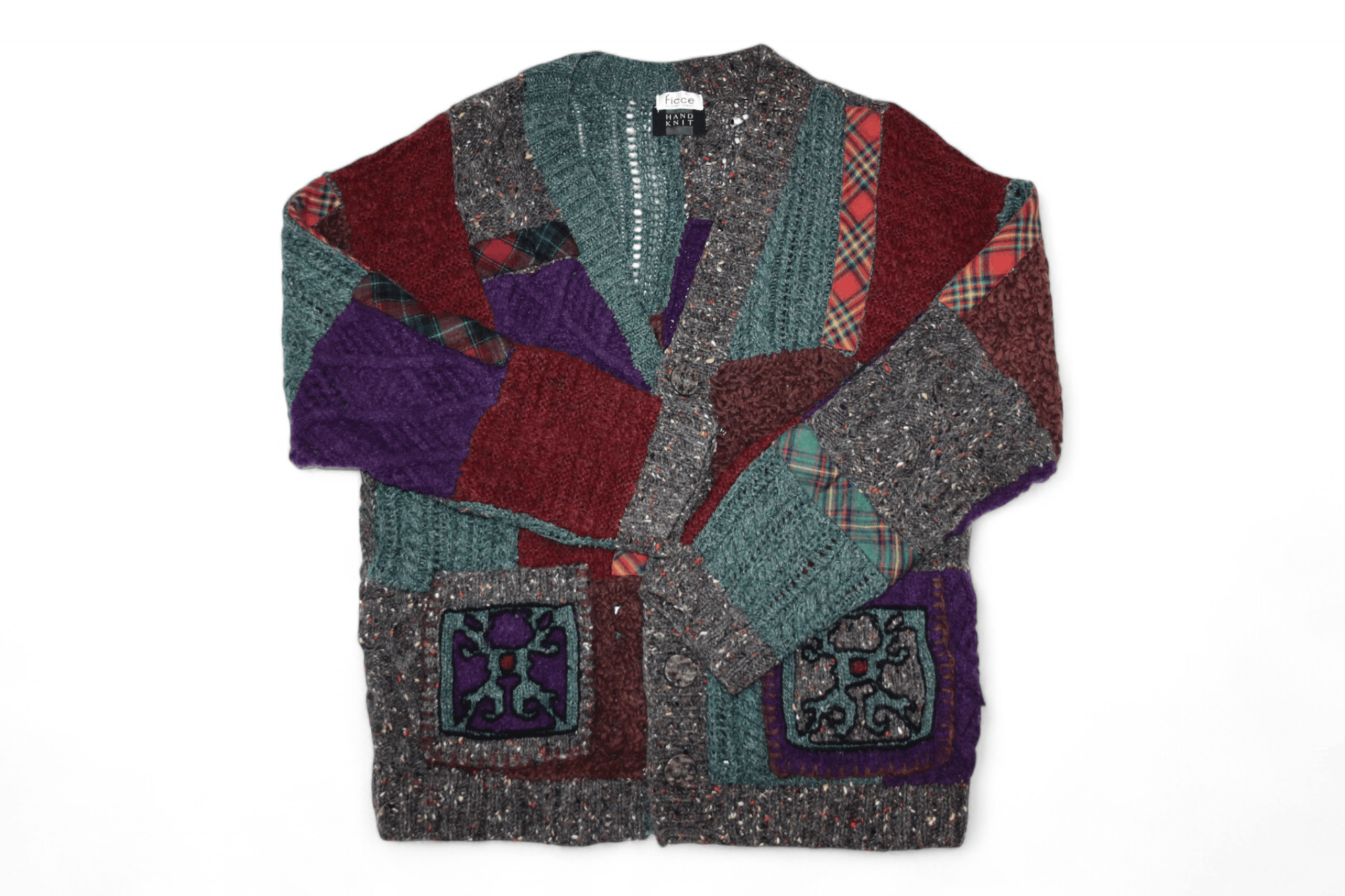 Yoshiyuki Konishi FICCE Yoshiyuki Konishi Boro Patchwork Crochet Knit Cardigan Size US L / EU 52-54 / 3 - 1 Thumbnail