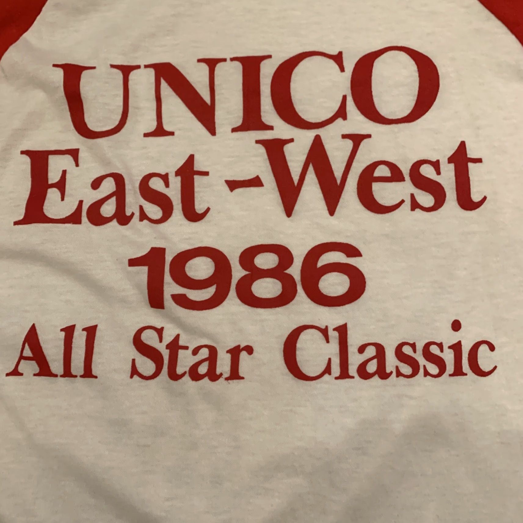 Vintage VINTAGE 1986 UNICO East West All Star Classic Baseball T Shirt M Size L Red White Harbor Light Mens Classic Fit Size US L / EU 52-54 / 3 - 2 Thumbnail