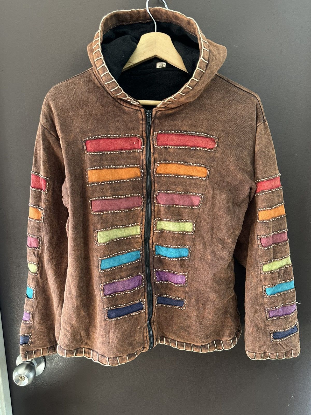 Japanese Brand × Other Reconstructed Sashiko Patchwork Zipper Jacket Made in Nepal Size M / US 6-8 / IT 42-44 - 2 Thumbnail