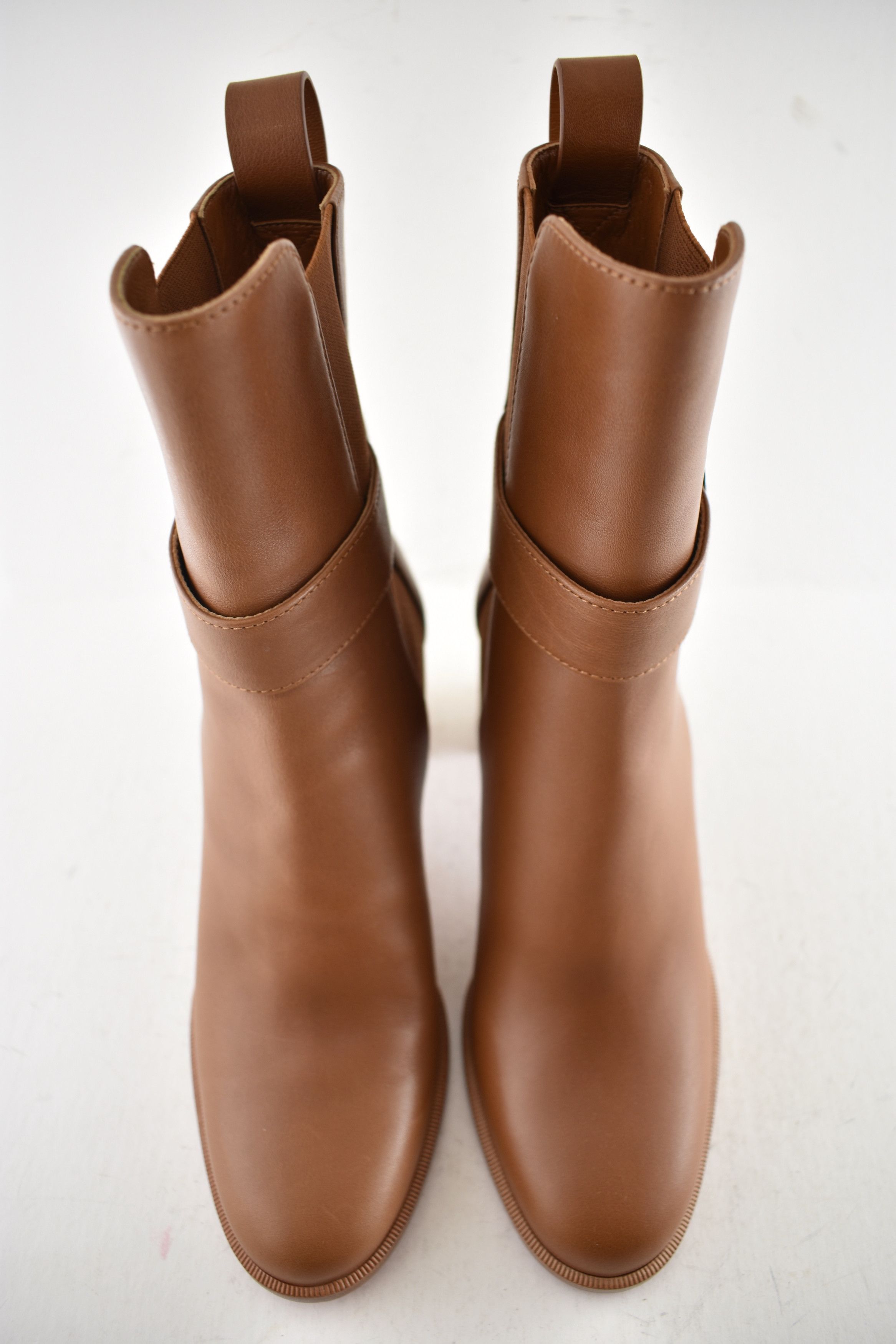 Christian Louboutin CL Chelsea Booty 70 Cuoio Brown Block Heel Ankle Bootie 37 Size US 7 / IT 37 - 8 Thumbnail