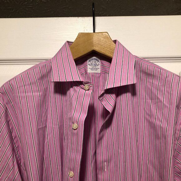 Brooks Brothers brooks brothers men's pink cotton dress shirt size: 17-34 Size US XL / EU 56 / 4 - 4 Thumbnail