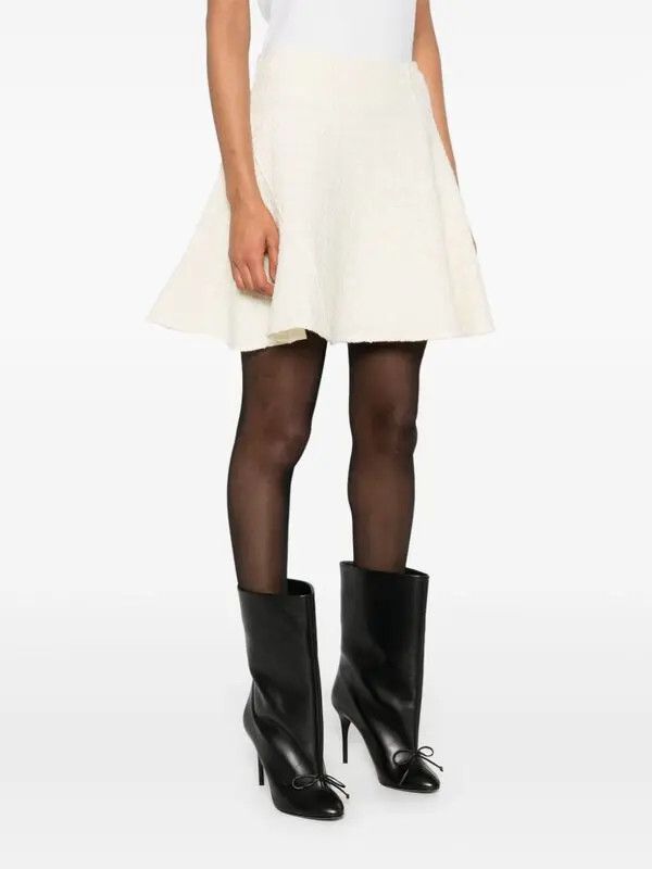 Givenchy o1n1vont0326 Wool Ruffled Skirt in White Size 25" / US 0 / IT 36 - 2 Thumbnail