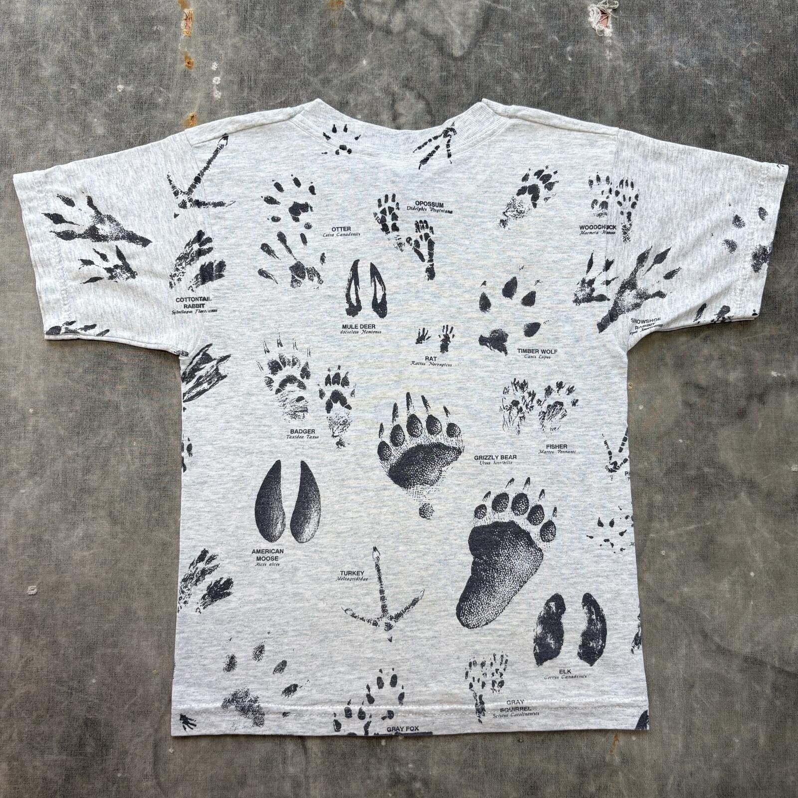 Fruit Of The Loom Vintage 90s Arkansas AOP Animal Footprints Women’s Baby Tee Size XS / US 0-2 / IT 36-38 - 2 Thumbnail