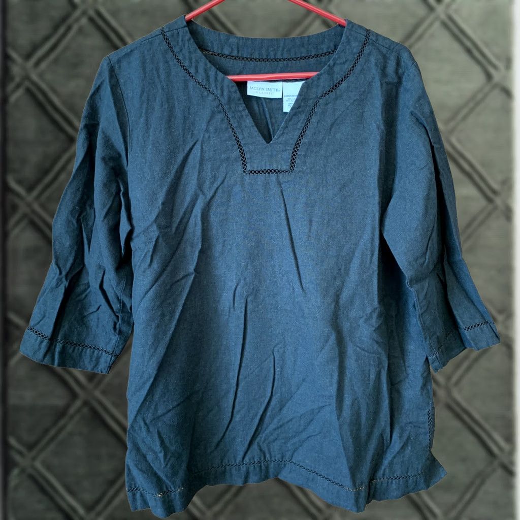 Vintage Womans linen Top Black Jaclyn Smith XL Size XL / US 12-14 / IT 48-50 - 1 Thumbnail